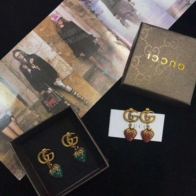 GUCCi飾品 古馳最新限定草莓系列耳環 Gucci耳釘熱銷款  zgbq1138